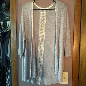 Maurice’s Size 2 Cardigan Heather brown with Lace trim